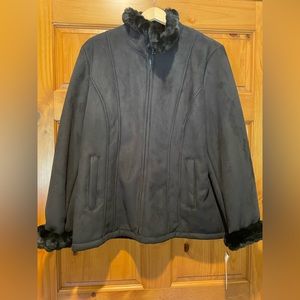Croft & Barrow Coat Faux Fur Trim Size Large